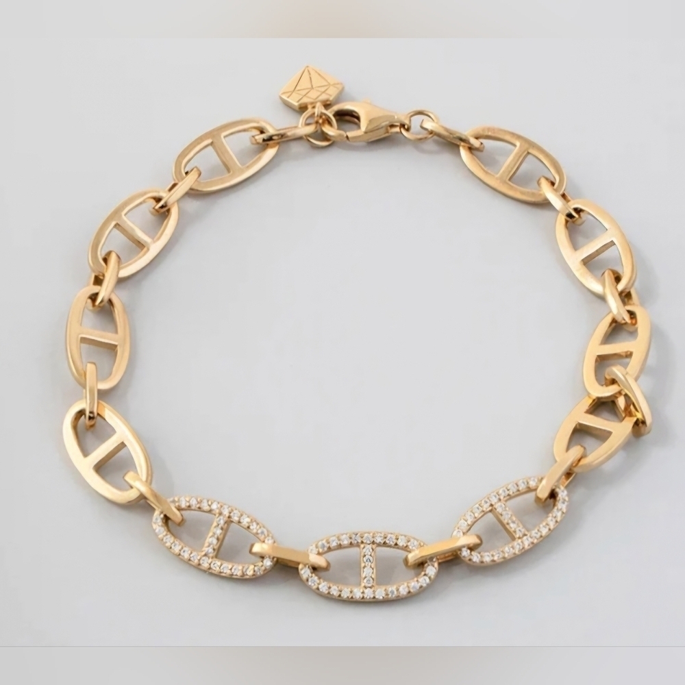 Wanderlust + Co Multi Link Anchor 14K Gold Vermeil Chain Bracelet New With Tags